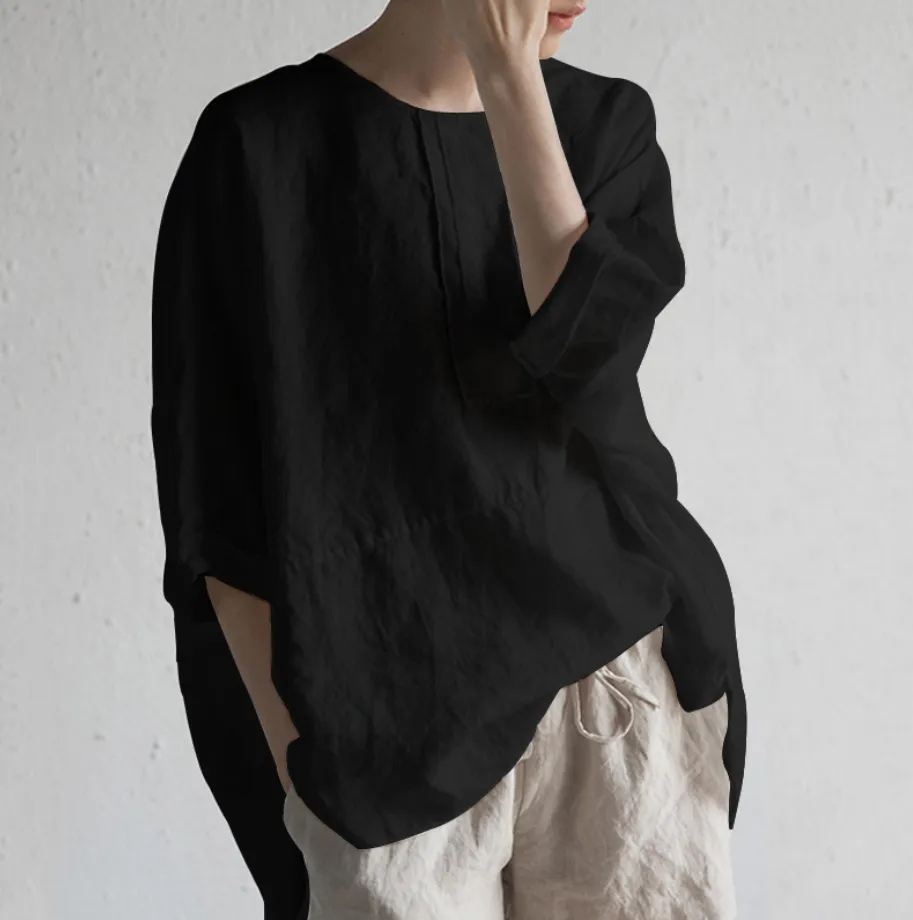 Linen/Cotton Pullover Blouse
