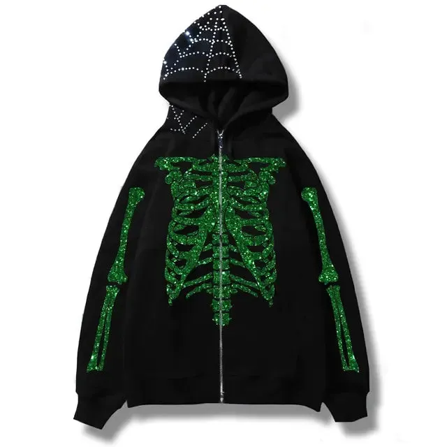 Skeletal Ribcage Zip-Up Hoodie